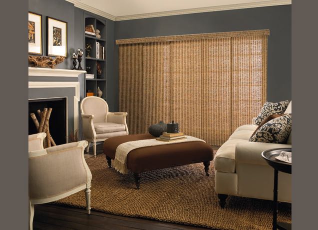 Minneapolis Living room with grey walls and textured sliding panel tracks.